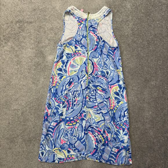 Lilly Pulitzer Dress Womens 0 Shell Print Lace Trim Sleeveless Summer Casual - Picture 9 of 11